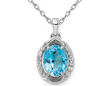 2.60 Carat (ctw) Blue Topaz & White Topaz Pendant Necklace in Sterling Silver with Chain